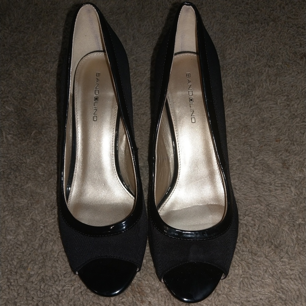 Black Wedge Open Toe Shoe